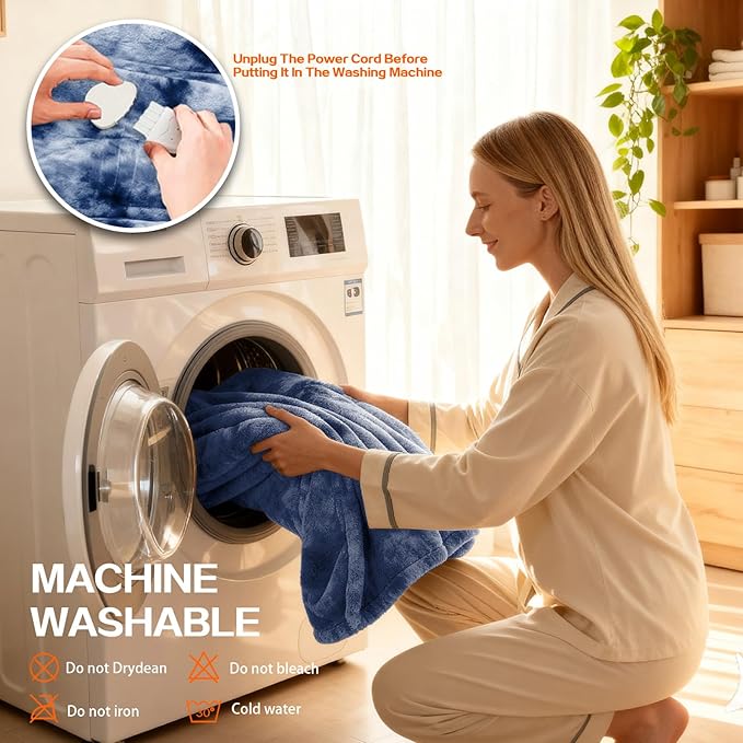 Electric Heated Blanket Throw 50''x60''Size Faux Fur Heating Blanket 10 Heating Settings, 1-8h Timer & Overheat Protection, Machine Washable, Soft Flannel and Sherpa Full Body Warmth