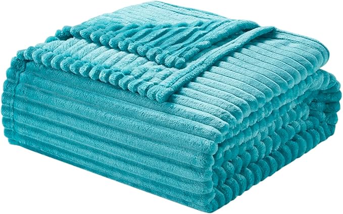 Nestl Blanket Twin Size for Bed - Cozy Warm Fuzzy Blankets for Women, Plush Small Fleece Throws for Girls - Teal Blue, 66 x 90 Inches