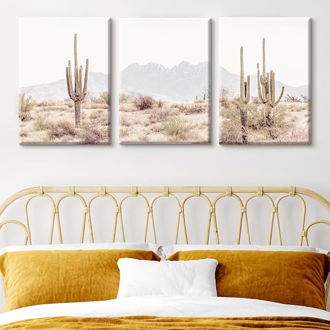Pennclys Sonoran Desert Landscape Wall Art Cactus Arizona Canvas Wall Decor Desert Poster Pictures Saguaro Cactus Art Prints Landscape Painting for Home Bedroom 12x16x3 Inch Ready to Hang
