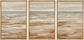 MUDECOR Framed Wall Art Print Set Neutral Coastal Seascape Minimalist Ocean Waves and Sandy Shore Illustrations Modern Art Boho Decorative for Living Room, Bedroom, Office - 16"x24"x3 NATURAL