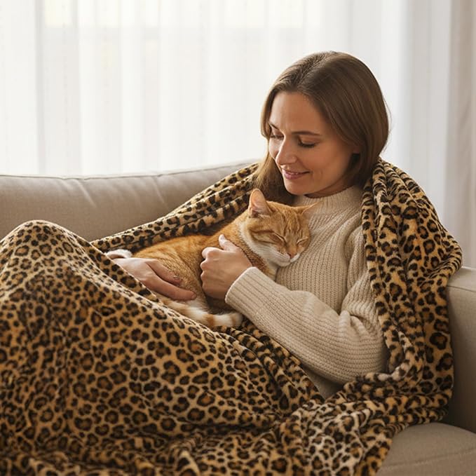 MACEVIA Flannel Fleece Twin Blanket for Couch, Leopard Print Blankets for Adult, Lightweight Cozy Soft Cheetah Blanket for Bed Sofa 260GSM, Suitable for All Seasons (Brown Leopard,60x80inches)