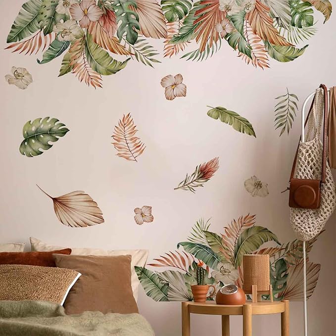 TUOKING Plant Turtle Dorsal Leaves Wall Stickers 2 Sheet Removable Wall Murals Peel and Stick Wall Art Decal Home Decor for Kitchen,Bedroom,Living Room(MS8732)
