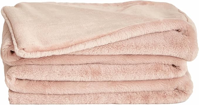 UnHide Lil’ Marsh Faux Fur Blanket - Lightweight, Soft Throw Blanket - Machine Washable - Ideal for Bed, Couch, or Reading Chair- Medium (60" x 80") Rosy Baby