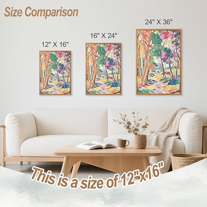 CHDITB Abstract Matisse Canvas Wall Art Set Of 3, Modern Framed Gallery Wall Decor, Nature Colorful Tree And Garden Painting, Vibrant Botanical Aesthetic Art Prints For Office Bedroom Decor 12”X16”
