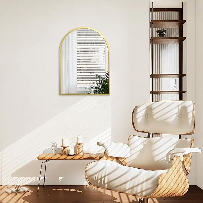 Arched Wall Mirror 20"x16" Arch Mirror Aluminum Alloy Frame Bathroom Mirror for Vanity Living Room, Bedroom, Entryway Large