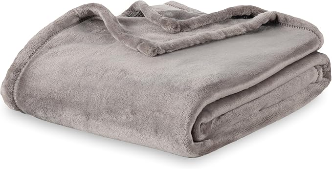 Berkshire Blanket Classic VelvetLoft® Solid Throw Blanket,Lightweight Soft Fuzzy Plush Throw Blanket for Bed and Couch,Charcoal Gray,50x60 Inches