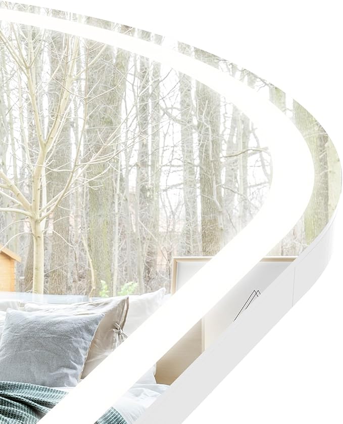NEWBULIG Arched Full Length Mirror with Stand 16"×60", LED Light Floor Standing with 3 Color Lighting for Bedroom Body Hanging Modern Simple Home Decor Wall Living Room Cloakroom