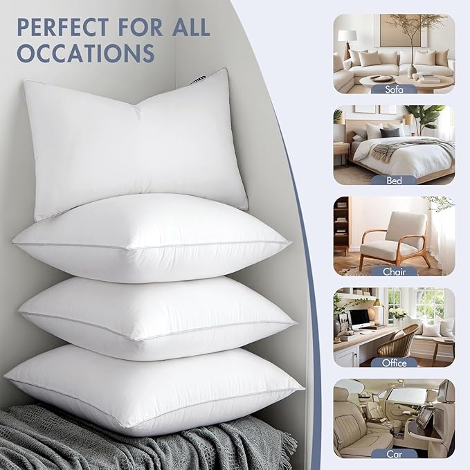 MIULEE 28x28 Euro Pillow Inserts (Set of 2) -Decorative Throw Pillow with 100% Cotton Cover Square for Sofa Couch
