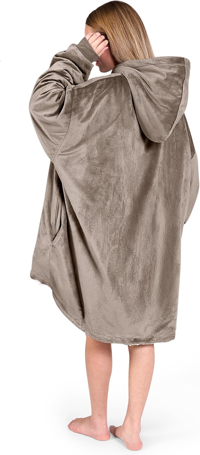 Bare Home Wearable Blanket Hoodie - Soft Plush Sherpa - Warm and Cozy - Oversized Wearable Blanket - Adult & Kid Sizes