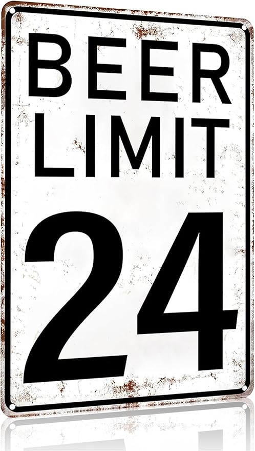 Bar Accessories Vintage Beer Limit 24 Tin Sign for Home Bar Man Cave Garage Basement Decor 8X12 Inch (3396)