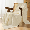 PHF 100% Cotton Waffle Weave Throw Blanket, Soft Lightweight Breathable Cozy Throws for Couch Bed Sofa, Luxury Aesthetic Blanket Gift for Home Decor & Office, 50"x60", Cannoli Cream