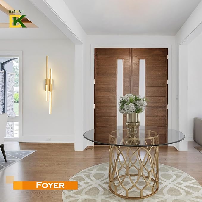 Modern LED Wall Sconce Gold Remote Wall Light Fixtures for Bathroom, Dimmable Vanity Light Indoor LED Remote Wall Sconce for Living Dining Room Bedside Bedroom (3000-6500K 35.4inch)