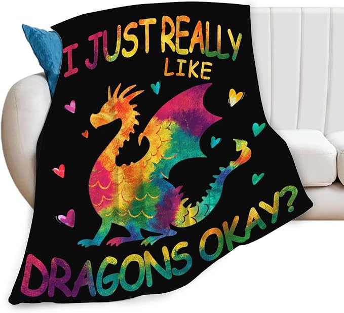 Dragon Blanket for Girls Women Boys Men Adults Kids Soft Cozy Fleece Dragon Lovers Throw Blankets Gifts Warm Flannel Plush Lightweight Decor for Couch Bed Sofa 60"X50"