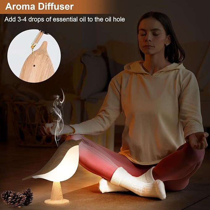 VoMii Bird Desk Lamp Set of 2, Small Table Lamp Cordless Touch Dimmable Night Light with 3 Color Temperature, Cute Lamps Rechargeable, for Bedroom Bedside Nightstand, Room Decor, Bird Gifts