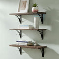 Willowy Reinforced Steel Bracket Dark Brown Wall Shelves - Easy to Install, Template and Video Included - Dark Wood Shelves for Wall, Wooden Shelf for Wall, Laundry Room Decor