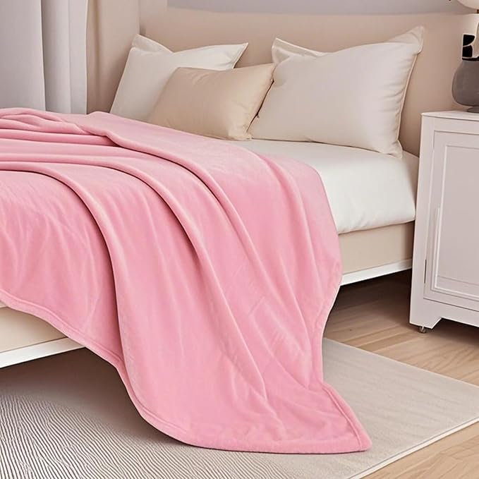 Fleece Blanket King Size, Silky Flannel Fuzzy Blankets for All Season, Cozy Lightweight Blanket for Couch, Bed, Sofa, 108" x 90", Pink, King