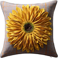 OiseauVoler 3D Sunflower Handmade Throw Pillow Cover Decorative Pillowcase Yellow Plaid for Home Bed Living Room Decor 18 x 18 Inch