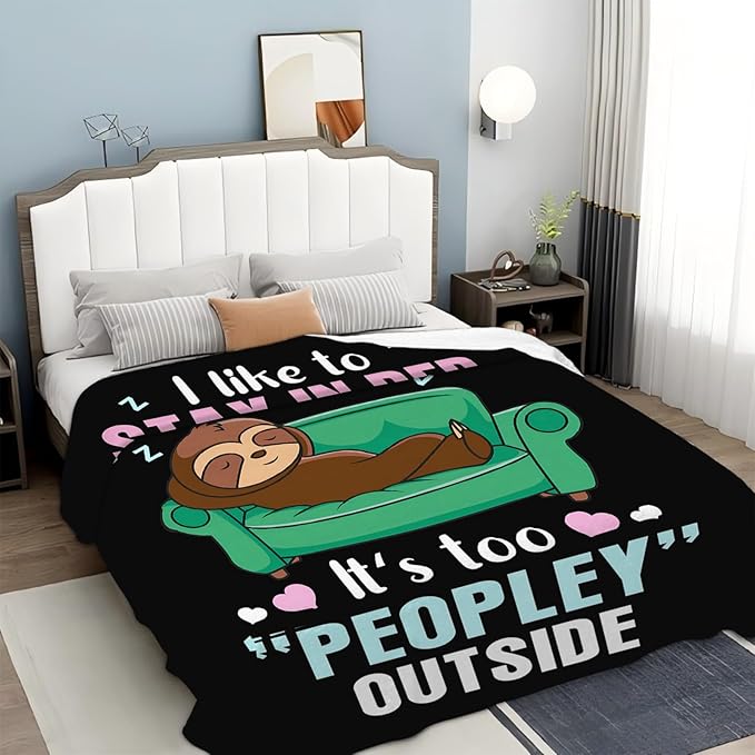 Funny Sloth Throw Blanket Sloth Gifts for Girls Boys Women Men Kids Adults Soft Flannel Fleece Blanket for Couch Sofa Bed Home Decor 50"x60"