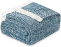 MH MYLUNE HOME Ultra Soft Ribbed Throw Blanket for Couch 50x60 Inches Luxurious Super Cozy Fluffy Microfiber Blanket Plush Warm Reversible Throw Blankets for Sofa Bed - Blue 50 x 60 Inches