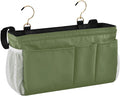 DOMIKING Dark Green Bedside Caddy for Dorm Bed Recliner Armrest Organizer with Hooks Haning Storage Bags for Couch Recliner Remote Control
