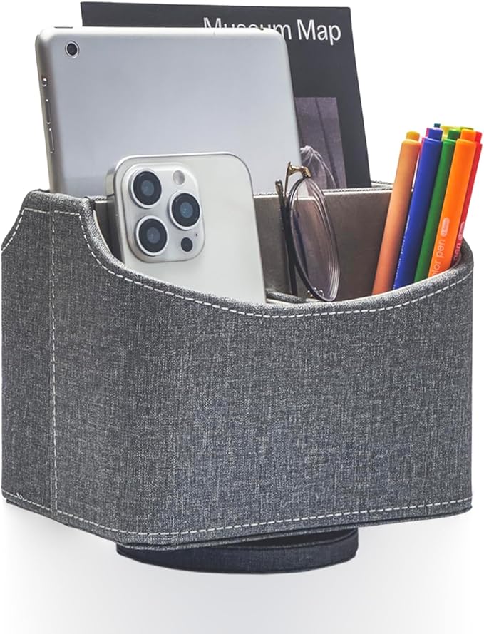 UnionBasic Rotating Desk Organizer, 360 Desk Spinning Caddy, Desktop TV Guide/Mail/Media/Remote Controller Holder Organizer, Barry Grey