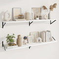Axeman Deep Floating Shelves | 55 Inch White Wall Shelves Set of 2 | 10 Inch Deep Wood Floating Shelves for Wall | 55" W x 10" D White Shelves for Living Room Bathroom Kitchen