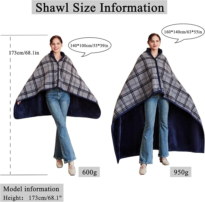forestfish Fleece Wearable Blanket Plus Size, Comfy Lightweight Lap Blanket Poncho Throw with Buttons, 63“x 55”(Navy)