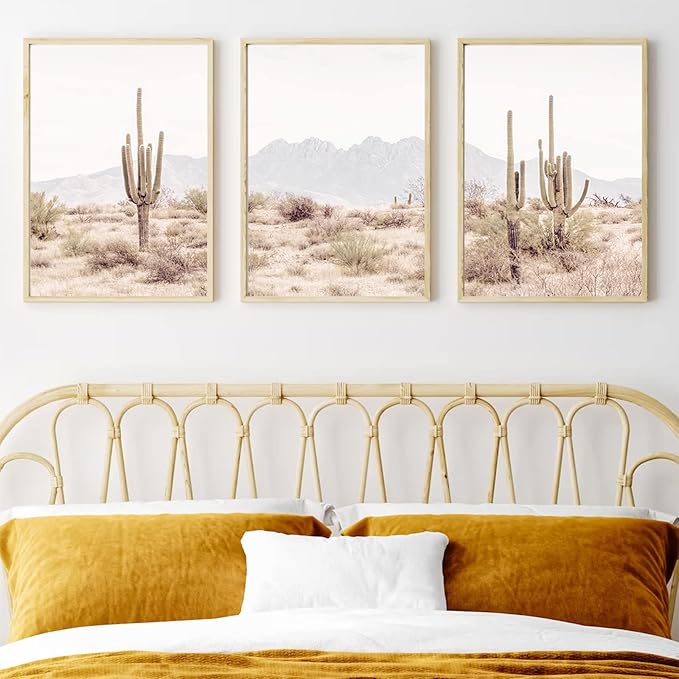 Pennclys Sonoran Desert Landscape Wall Art Cactus Arizona Canvas Wall Decor Desert Poster Pictures Saguaro Cactus Art Prints Landscape Painting for Home Bedroom 12x16x3 Inch Unframed