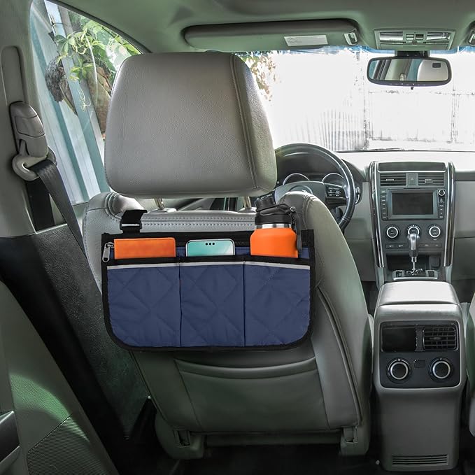 Camping Armrest Storage Bag, Chair Armrest Organizer, Car Seat Hanging Bag, Extended Back Buckle Canvas Beach Chair StorageBag, Side HangingBag For Bedside/Outdoor/Beach/Camping(blue)