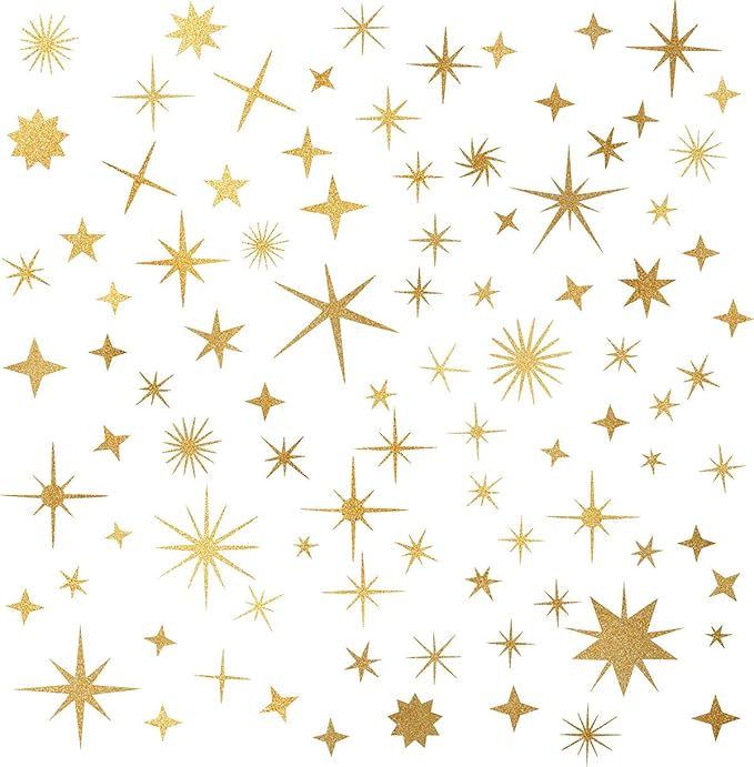 Sparkle Decals Star Wall Decals Nursery Wall Decal Kids Room Decor Stars Walls Art Murals Baby Room Star Stickers Peel and Stick Removable Decal Celestial Decoration(Vintage Gold)