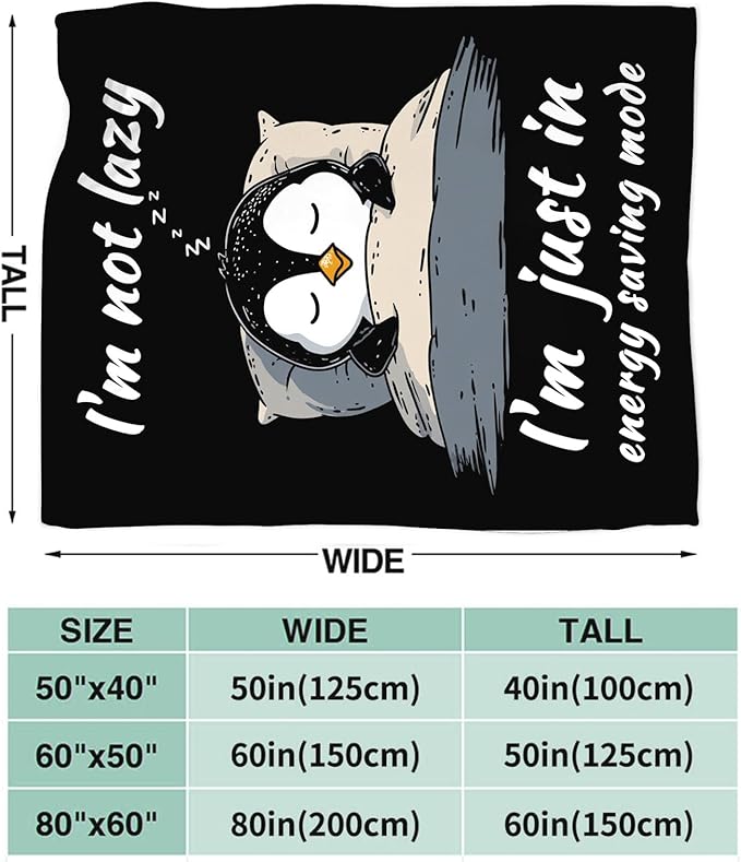 Penguin Blanket for Girls Women Boys Men Adults Kids Soft Cozy Fleece Sleeping Penguin Throw Blankets Gifts Warm Flannel Plush Lightweight Decor for Couch Bed Sofa 60"X50"