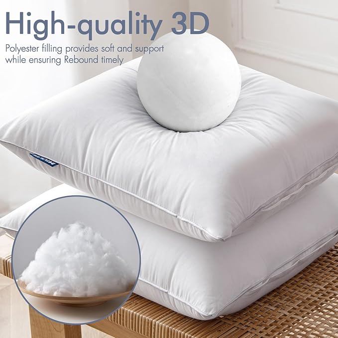 MIULEE Euro 26 x 26 Pillow Inserts (Set of 2) -Decorative Throw Pillows for Couch Sofa with 100% Cotton Covers