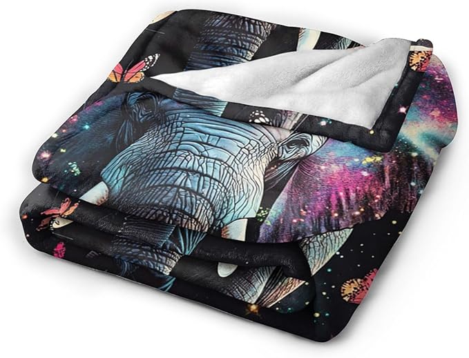 Elephant Blanket Gifts for Women Girls - Super Soft Cozy Butterfly Throw Blanket - Warm Fuzzy Plush Fleece Bedding Decor for Kids Adults Bed 60"X80"