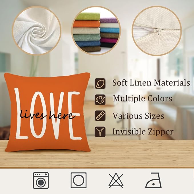 YCOLL Farmhouse Pillow Covers 20x20 Set of 4 Throw Pillow Covers Rustic Linen Decorative Pillows Square Cushion Covers for Couch Sofa Bedroom Home Decor