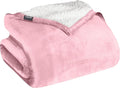 Bare Home Sherpa Fleece Blanket - Full/Queen Size - Blanket for Bed, Sofa, and Couch - Warm & Lightweight - Fluffy & Soft - Reversible (Full/Queen, Light Pink)