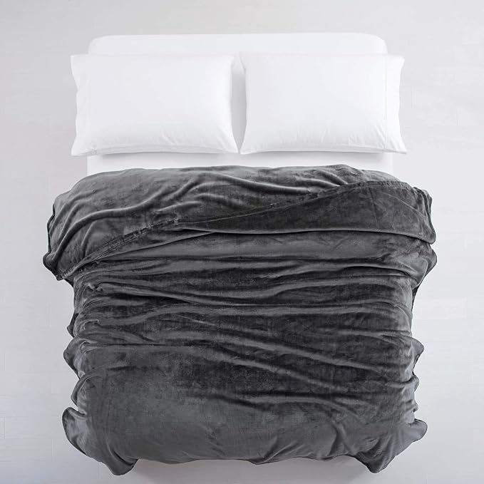 MOONLIGHT20015 Fleece Blanket 2 Pack Twin Size 60 x 80 Inches - Super Soft Fluffy Throw Blanket for Sofa and Bed - Warm and Cozy Lightweight 400 GSM Microfiber Bed Throws Blankets (Twin, Grey)