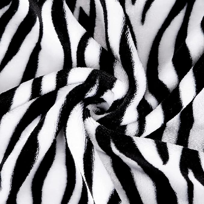 MACEVIA Flannel Fleece Twin Blanket for Couch, Zebra Blanket Black and White for Adult, Lightweight Warm Cozy Soft for Bed Sofa 260GSM, Suitable for All Seasons (Black Zebra,60x80inches)