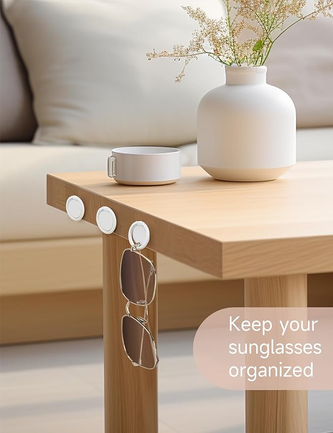 Sunglasses Organizer Wall Mounted Sunglasses Holder 6 Pack Hanging Eyeglass Holder (White with Adhesive)