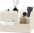 PU Leather Tissue Box Cover Square,Tissue Box Holder Organizer with Storage Tray and Remote Control Holder for Bathroom Countertop Night Stands Bedroom Office Desk,Napkin Caddy Decorative Black