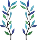 Metal Tree Leaf Wall Decor 2 PCS Rustic Vine Branch Leaf Wall Art for Living Room Bedroom Bathroom Decorations - Bright Color