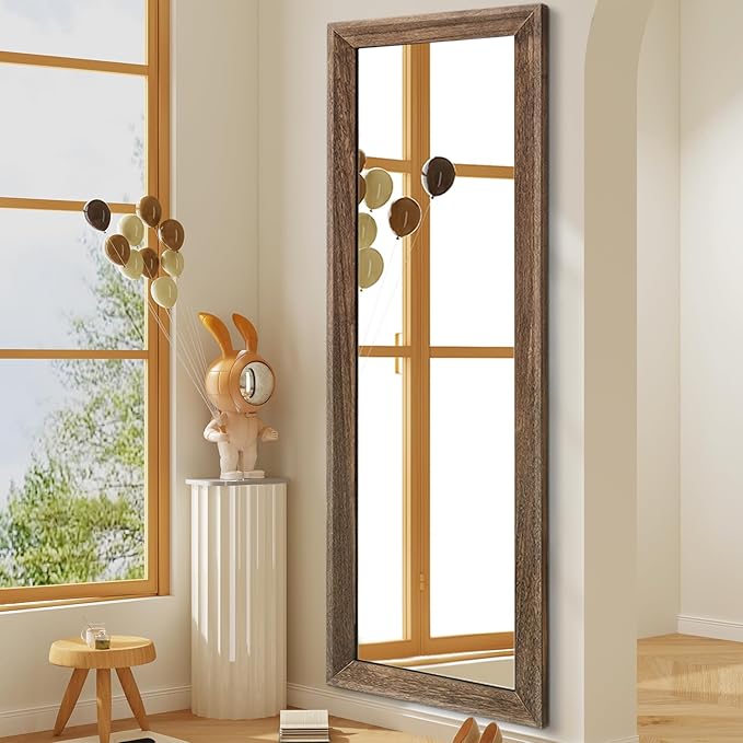 AAZZKANG Hanging Mirror Full Length Vintage Large Mirrors Wooden Framed 71"x30" for Bedroom Living Room Bathroom Entryway Wall Mounted Vertically or Horizontally
