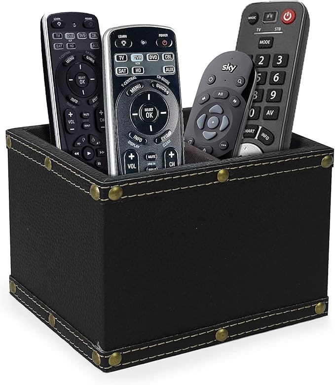 DreamsEden 2 Slots Wood Remote Control Holder Storage Box (Black)