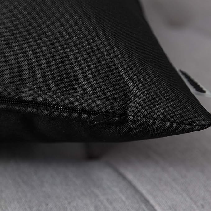 MIULEE Pack of 2 Decorative Outdoor Waterproof Pillow Covers Square Garden Cushion Sham Throw Pillowcase Shell for Spring Patio Tent Couch 18x18 Inch Black