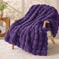 BEDELITE Faux Fur Throw Blanket, Soft Cozy Plush Purple Bubble Blanket for Couch Sofa Bedroom Living Room Decor - 870GSM Thick Warm Fuzzy Fluffy Faux Rabbit Fur Blanket for Women Gift, 50x60 Inches