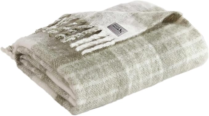 Eddie Bauer - Throw Blanket, Faux Mohair Plaid Bedding with Ultra-Soft Yarn-Dyed Construction, Throw Blanket for Couch or Bed (Hearthstone Plaid Green, 50" x 60")