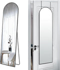 57x16 Door Hanging Full Length Mirror, Floor Stand (Height 5.7ft just Body in1.3ft) / Wall Mounted Metal Frame Arch Dressing Mirrors for Bedroom Living Room 57 inch Black
