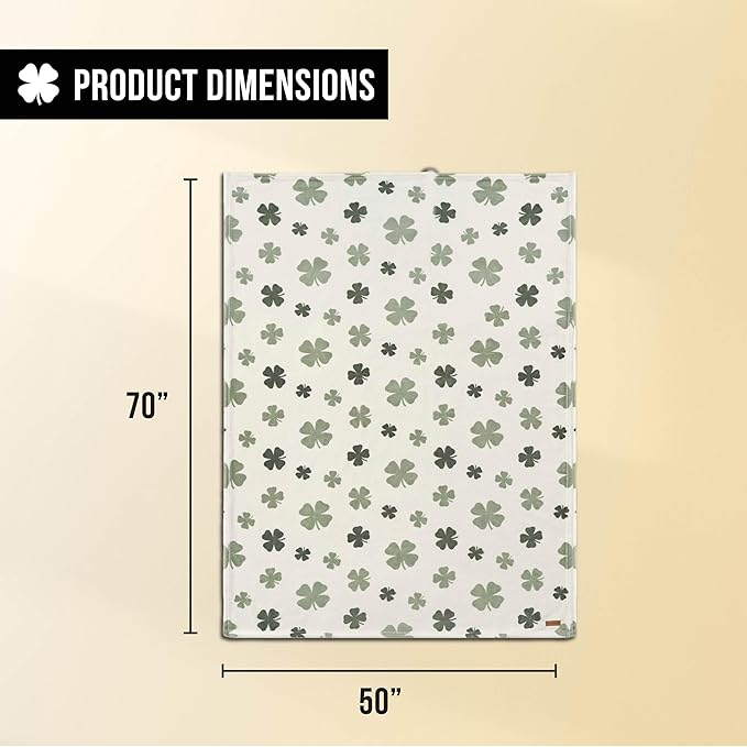 Lucky Brand 50" x 70" Plush Throw Blanket, Clover Toss Ivory Blanket for Sofa or Bed