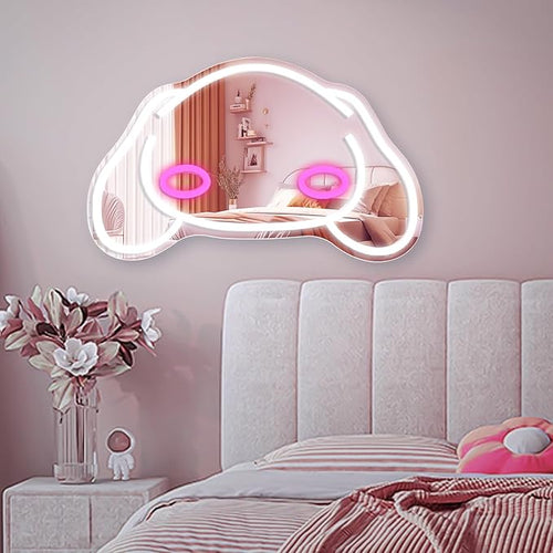 Anime Mirror Neon sign Dimmable Led Sign for Dresser Room Decor Dog Wall Neon Light Up Acrylic Mirror Bedroom Wall Locker Room Living Room Gifts