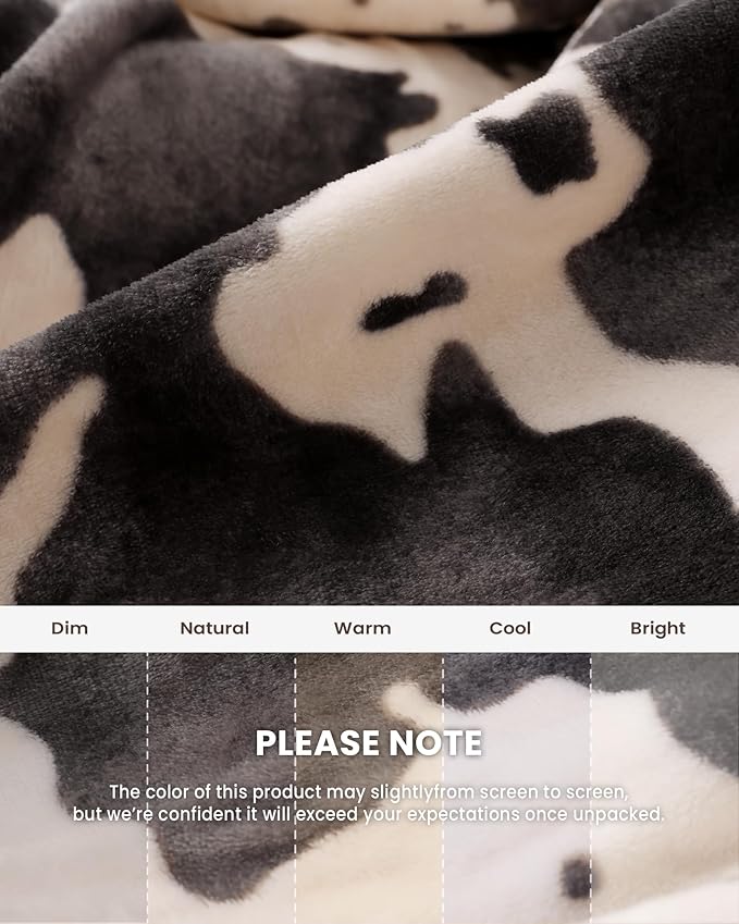 Cow Print Blanket Ultra Soft Flannel Throw Blanket for Couch Bed, Cute Cozy Lightweight All-Season Fleece Blanket Twin XL, Gift for Women & Girls, 66×90 Inches Pink