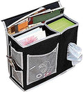 Oxford Bed Pockets Portable Remote Control Bedside Storage Caddy Hanging Organizer Bag with 6 Pockets Bed Sofa Organizer for Magazine Tissue Phone Black